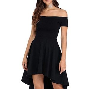 Off The Shoulder Short Sleeve High Low Cocktail Sk